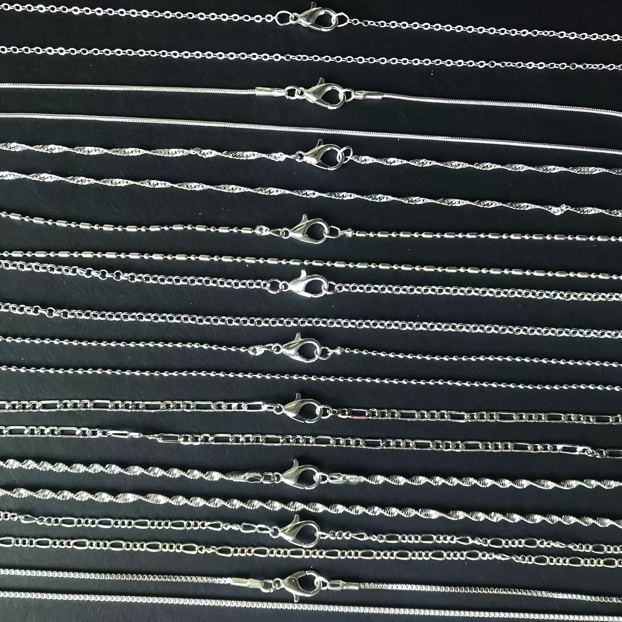 5pcs Silver-plated Plated Link Chain Necklaces with Lobster Clasps - 16-30 Inch Versatile Jewelry Making Chains for Fashion Accessories, Fashion Jewelry Making|Textured Metal Chains|Durable Metal Chains, Jewelry Making Supplies