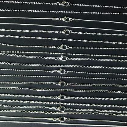 5pcs Silver-plated Plated Link Chain Necklaces with Lobster Clasps - 16-30 Inch Versatile Jewelry Making Chains for Fashion Accessories, Fashion Jewelry Making|Textured Metal Chains|Durable Metal Chains, Jewelry Making Supplies
