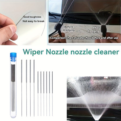 10pcs Stainless Steel Wiper Nozzle Cleaning Kit - Unclog Car Glass & 3D Printer Jets, Gas Stove Outlets, Rain Brush, shower head Needle Cleaning