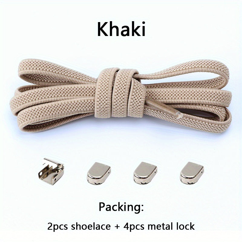 [Elastic Shoe Laces] Stretchy Elastic Shoe Laces for Sneakers | Adjustable Flat Shoelaces with Metal Aglets, Perfect for Casual Footwear, Casual Shoelaces | No Tie Polyester & Spandex