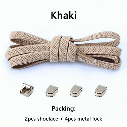 [Elastic Shoe Laces] Stretchy Elastic Shoe Laces for Sneakers | Adjustable Flat Shoelaces with Metal Aglets, Perfect for Casual Footwear, Casual Shoelaces | No Tie Polyester & Spandex