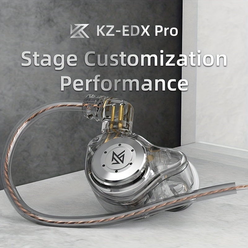KZ EDX PRO in Ear / Headphones with Wired IEM Earbuds, HiFi Deep Bass Sound, Over Ear Headset, New 10mm Dynamic Driver, Detachable Cable, Ear Tips, Semi-open Back Earcup Style