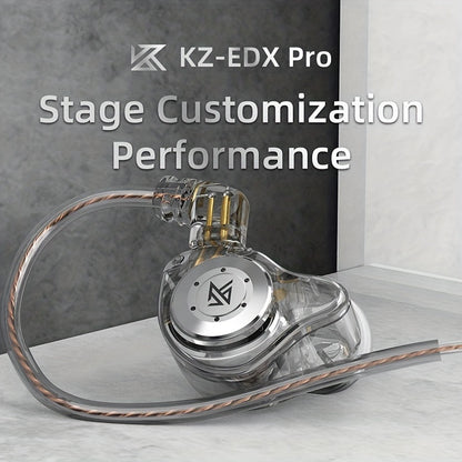 KZ EDX PRO in Ear / Headphones with Wired IEM Earbuds, HiFi Deep Bass Sound, Over Ear Headset, New 10mm Dynamic Driver, Detachable Cable, Ear Tips, Semi-open Back Earcup Style