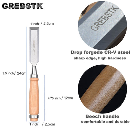 2-inch Woodworking Chisel, Lovo Vanadium Steel with Protective Sleeve, Flat Chisel, Woodworking Tool