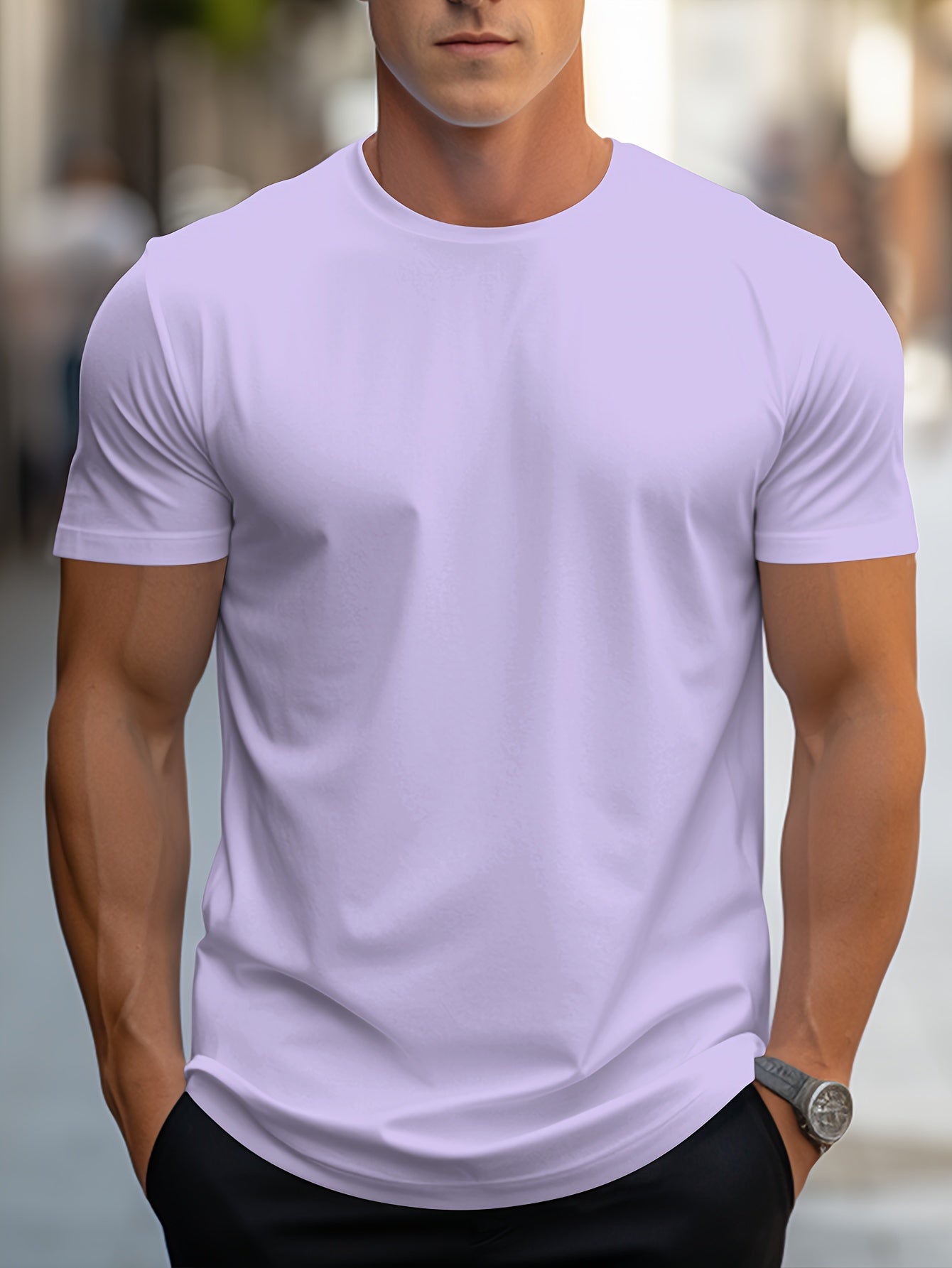 2026 New Year New T-Shirt, Christmas Apparel Base Layer, Men's Minimalist Solid Color Regular Fit T-Shirt, Body-Shaping Essential! Daily Must-Have! Versatile, Short Sleeve yyds! Simple Yet Not Plain