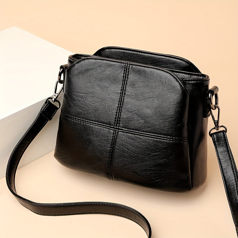 [Crossbody Bag] Simple Solid Color Crossbody Bag, Textured Bag Purse, Classic Fashion Versatile Shoulder Bag (9.05"x4.72"x6.69")