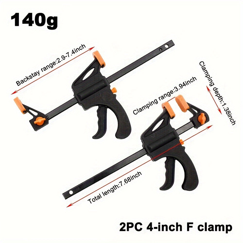 2pcs MINI 4Inch F Clamp / Woodworking Clamp / Hard Quick Ratchet Release Speed Squeeze Clip / Woodworking Work Bar DIY Home Hand Tool