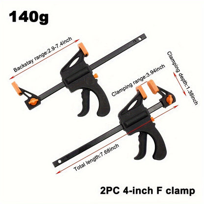 2pcs MINI 4Inch F Clamp / Woodworking Clamp / Hard Quick Ratchet Release Speed Squeeze Clip / Woodworking Work Bar DIY Home Hand Tool