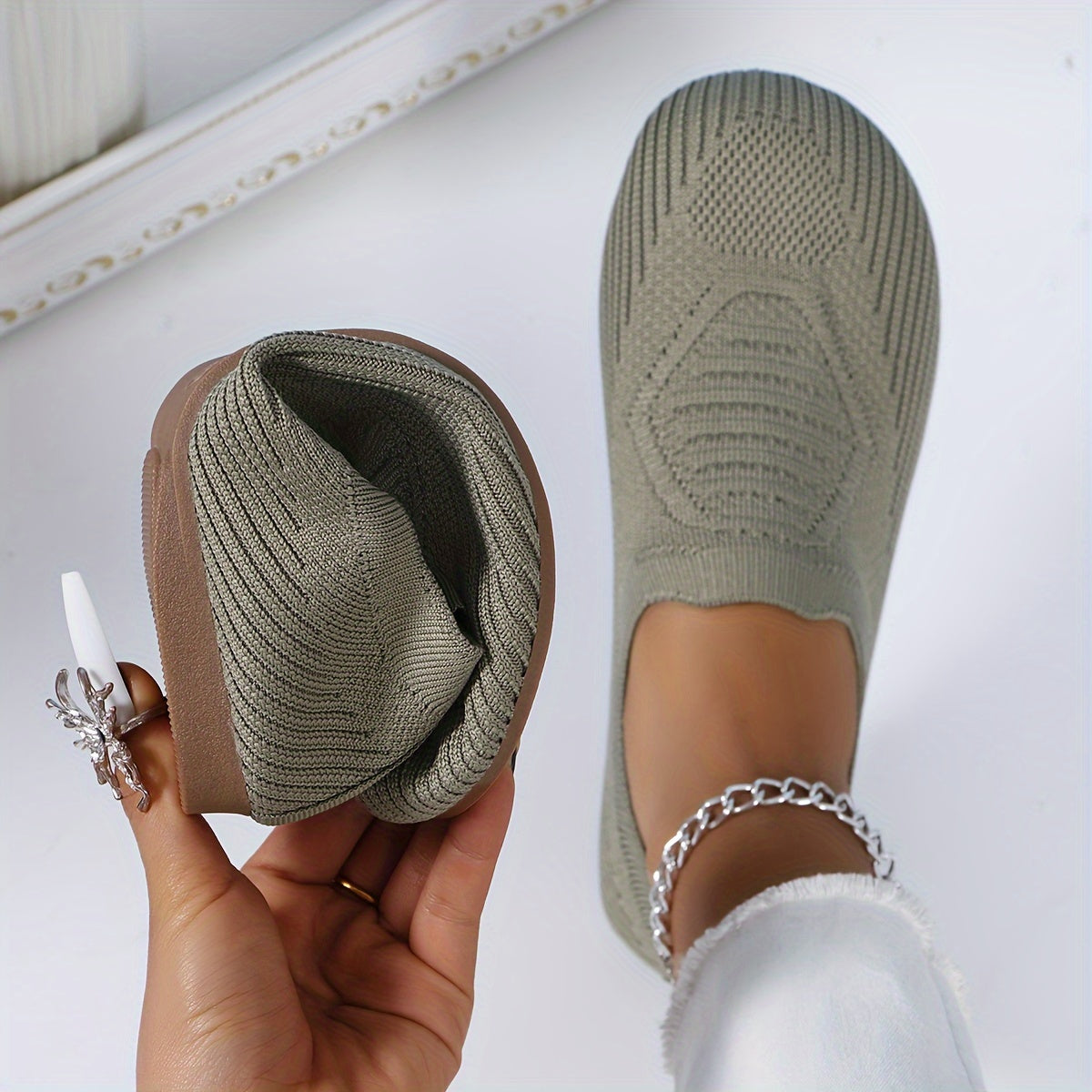 Women's Round-Toe Woven Flat Shoes, Casual, Outdoor, Soft-Sole Flat Shoes, Women Shoes