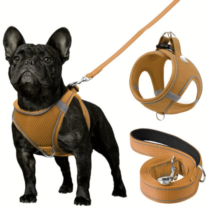 [Soft Padded Dog Harness] Reflective Soft Padded Joytale Step in Dog Harness and Leash Set | Breathable Mesh Vest for Small and Medium Dogs