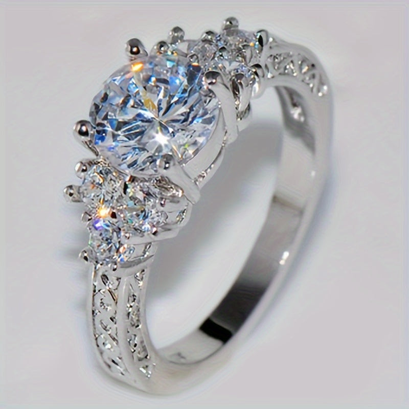 Exquisite Fashion Silvery Color Engagement Rings for Women Fashion White Ring Anniversary Bridal Wedding Jewelry