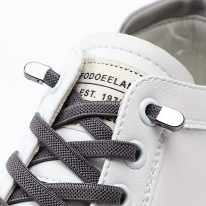 [Elastic Shoe Laces] Stretchy Elastic Shoe Laces for Sneakers | Adjustable Flat Shoelaces with Metal Aglets, Perfect for Casual Footwear, Casual Shoelaces | No Tie Polyester & Spandex