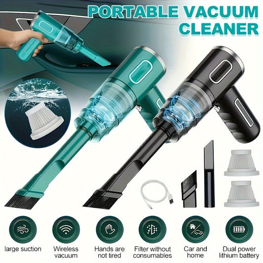 Wireless Vacuum Cleaner for Household And Automotive Use, Strong Suction Power, Quick USB Charging, Comes with Crevice And Computer Cleaning Attachment, Versatile Handheld Vacuum, Multi-Purpose Device