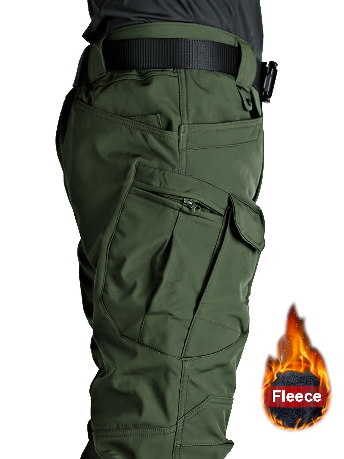 [Thermal Tactical Pants] Men's Heavy-Duty Thermal Tactical Pants with Multi-Pocket Design - Winter Warmth, Solid Color Pants for Outdoor, & Cold Weather - Hand Washable (No Belt Required) - Compatible with Tactical Gear & Everyday Use
