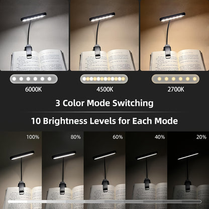Rechargeable Eye Care Book Light with Memory Function - Clip on Reading Light for Book Lights Reading Night In Bed