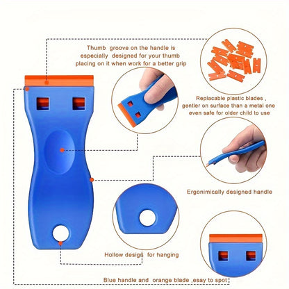 1 Set Plastic Razors, Scrapers, Label Removal Tools, Easily Removes Wall Paint, Stickers, And Vinyl Adhesives