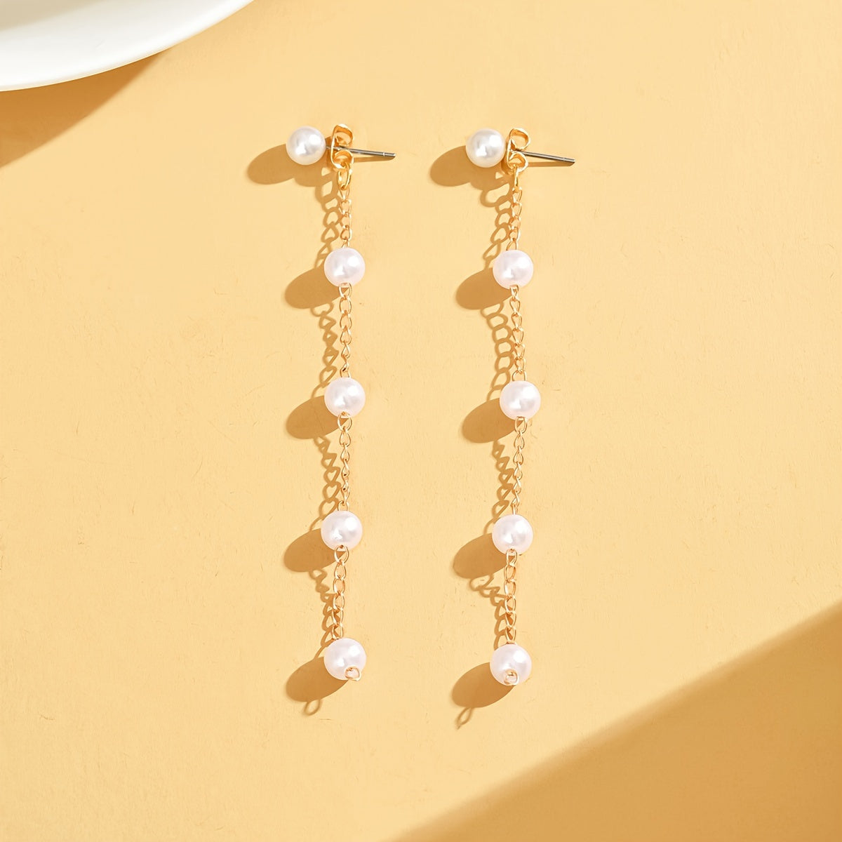 1 Pair Faux Pearl Earrings For Women Faux Pearl Tassel Drop Earrings Elegant Long Dangle Earrings Wedding Pendant Earrings