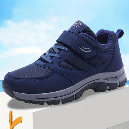 Comfy Soft Sole Men's Breathable Casual Shoes With Hook And Loop Fastener For Outdoor Jogging, Spring And Summer