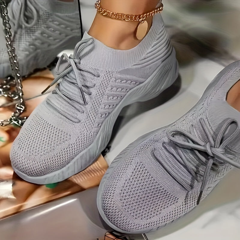 Casual Women'S Sneakers Featuring Comfortable Mesh, Lace-Up Design, Sporty Wedges, And Chunky Vulcanized Soles., Women Shoes