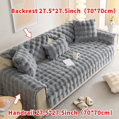 1pc of Faux Rabbit Long Plush Sofa Cushion for Winter Warmth, Thick And Soft, Delicate Texture, a Pet Favorite, Non-Slip Protection for The Sofa.