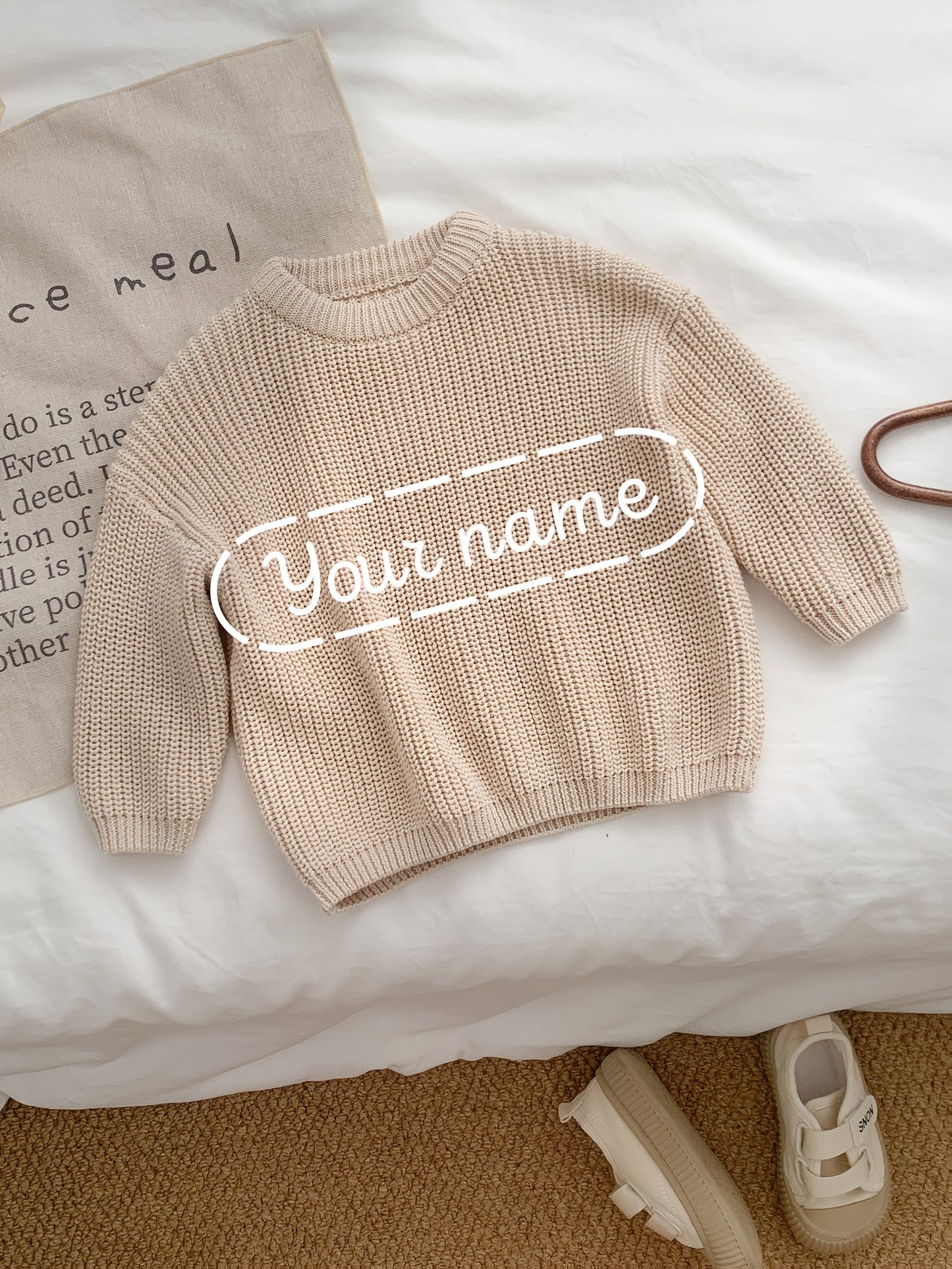 Girls' Casual Sweater with Personalized Name on Chest Area, Customizable, Perfect for Holiday Gifts