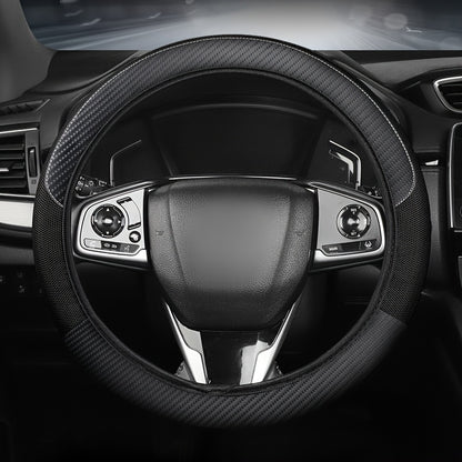 A Steering Wheel Cover Made of Mesh And Carbon Fiber Faux Leather, Suitable for Most Car Models, Without an Inner Ring, And Usable in All Seasons