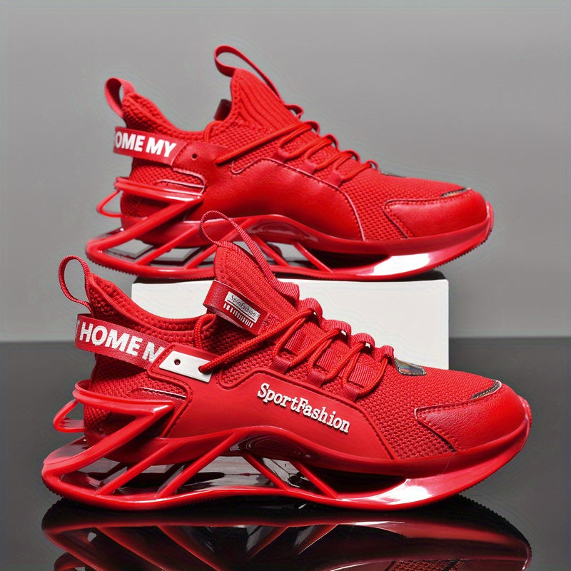 [Men's Running Sneakers] Men's Breathable Running Sneakers with Mesh Upper & Net Face - Lightweight Sneakers Suitable for, Gym, Casual Wear - Round Toe Box, Lace-Up Closure, Cushioned (Solid Color)
