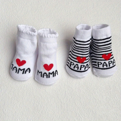 [Two Pairs Dad and Mom Socks] Two Pairs of Youngsters Love Dad and Mom Socks