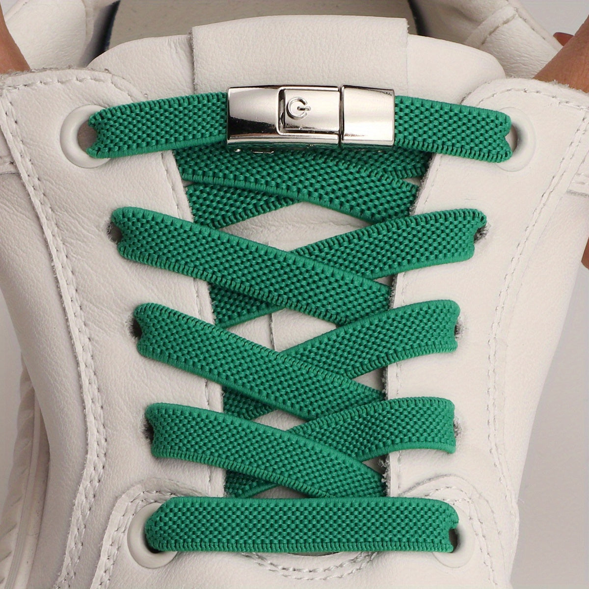 [Polyester Sneaker Accessories] 1 Pair White Polyester Women's Sneaker Accessories No Laces with Buckles