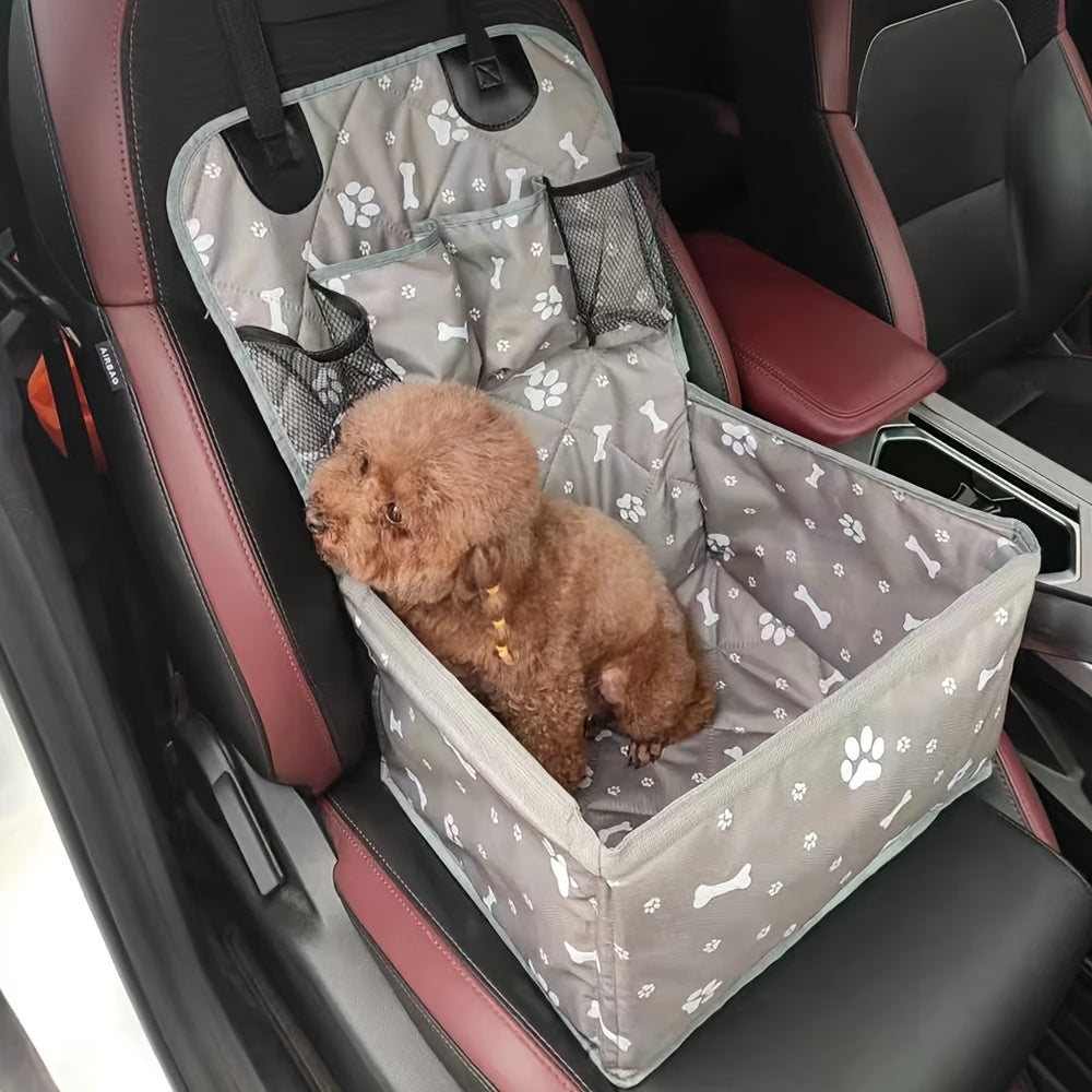 PetSafe & Travel Essentials | Durable Polyester Car Front Seat Dog Basket - Scratch-Resistant Pet Mat for Travel, with Side Pockets and Seat Belt Cover for Secure Transport, Dog Car Sea