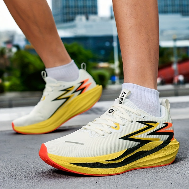 Professional Marathon Racing Running Shoes, Ultra-Light with Full Carbon Plate, Shock Absorption and Rebound, Low-Top Fabric Upper with Lace Closure, Suitable for All Seasons and Casual Wear