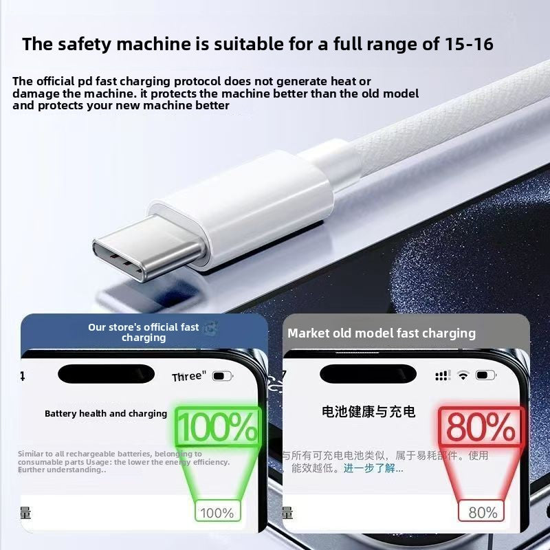 Suitable for Apple 15-16 fast charging double typec head braided data cable