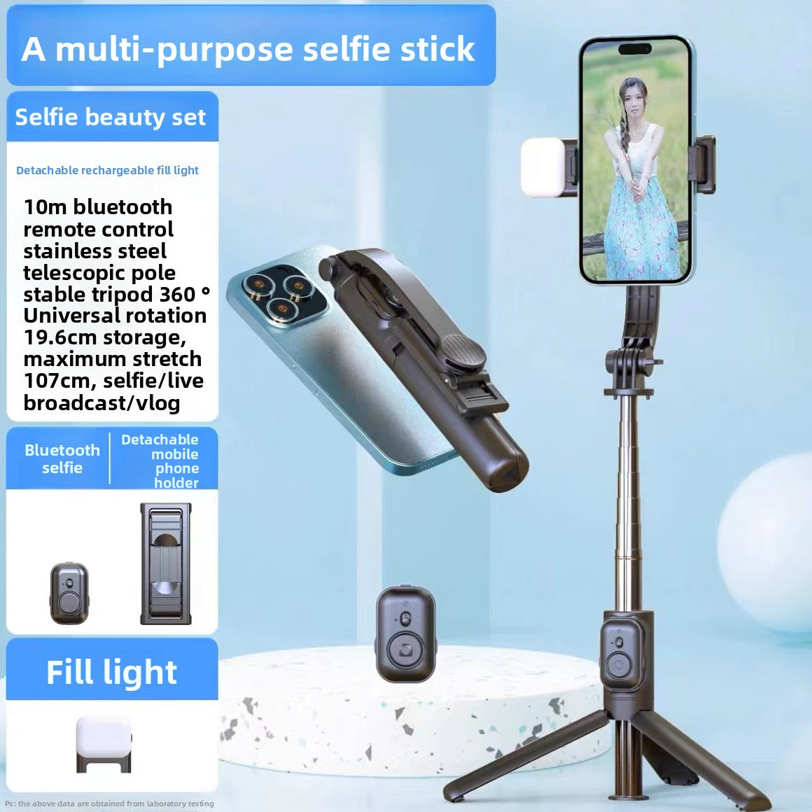 Kafile selfie stick multi-function Bluetooth tripod portable 360-degree live broadcast mobile phone holder camera artifact