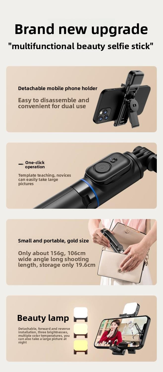 Kafile selfie stick multi-function Bluetooth tripod portable 360-degree live broadcast mobile phone holder camera artifact